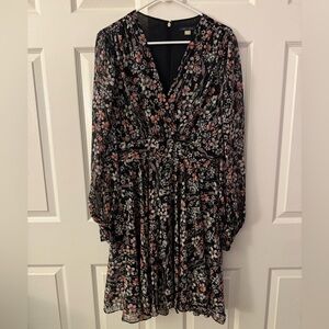 Tommy Hilfiger Black and Pink Floral Long Sleeve Dress